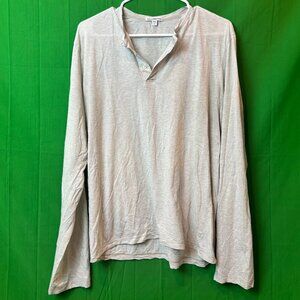 James Perse Light Grey Long Sleeve Tri Button — Size 2